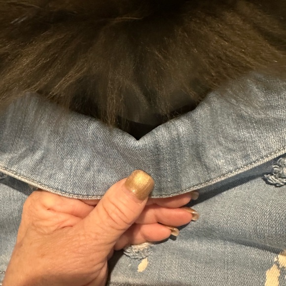 Daniella Erin NYC Fox Fur lined Fox Collar Denim Jacket NWOT - Picture 6 of 9